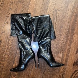 Steve Madden Vava Croc Thigh High Heels
